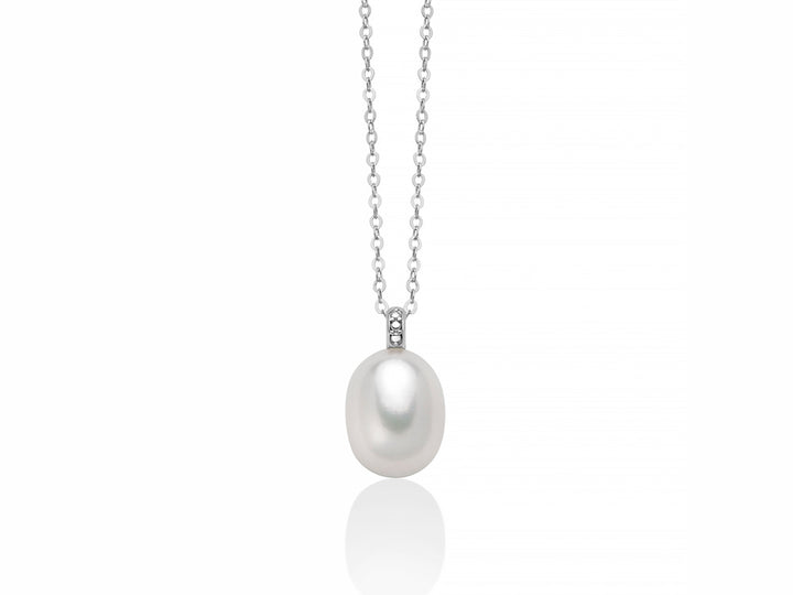 Collana Miluna perla ovale pendente