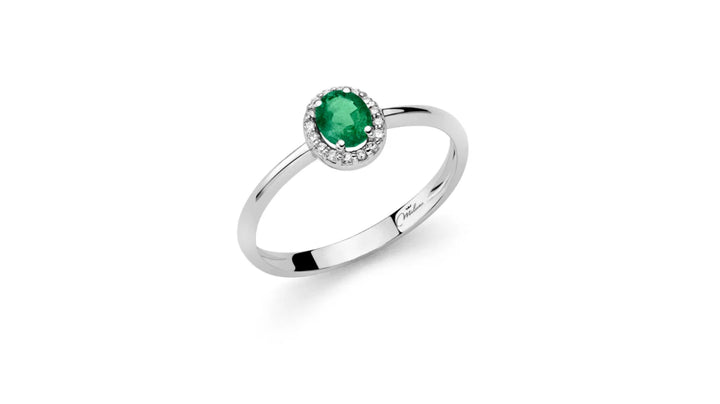 Anello Miluna smeraldo ovale e diamanti