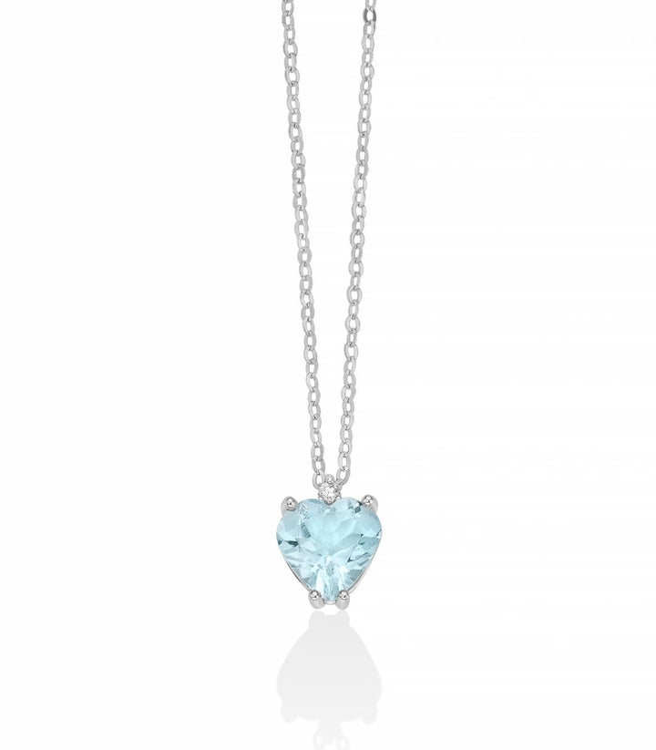 Collana Miluna acquamarina taglio cuore