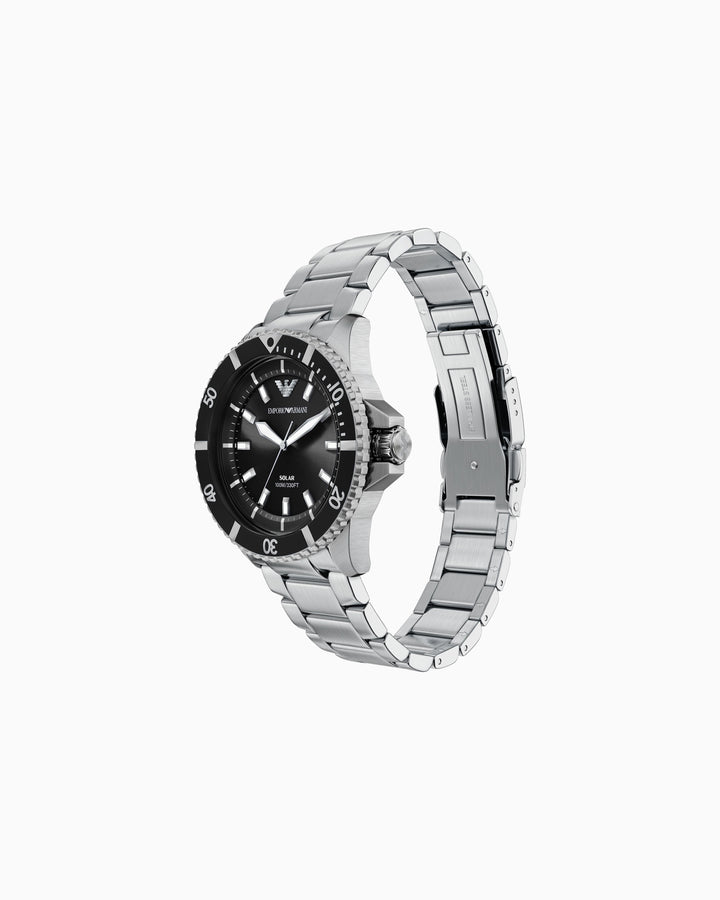 Armani World Explorer Solar Acciaio Quadrante Nero