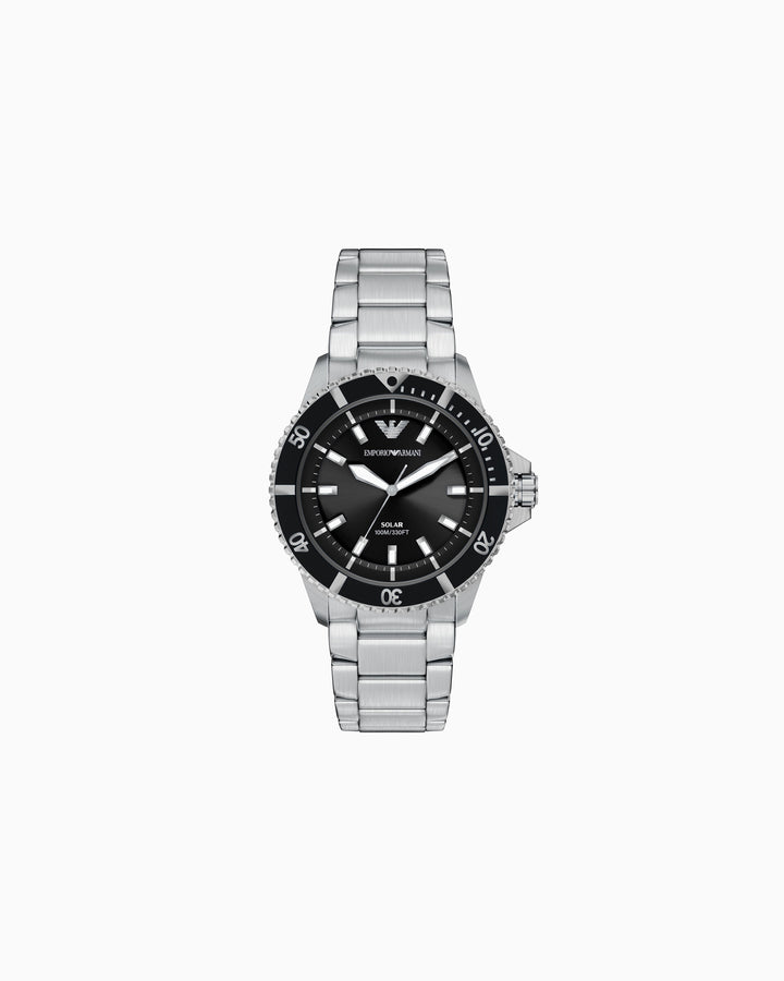 Armani World Explorer Solar Acciaio Quadrante Nero