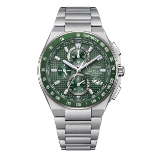 Citizen AT8398-53X Super Titanio Crono Radiocontrollato quadrante verde