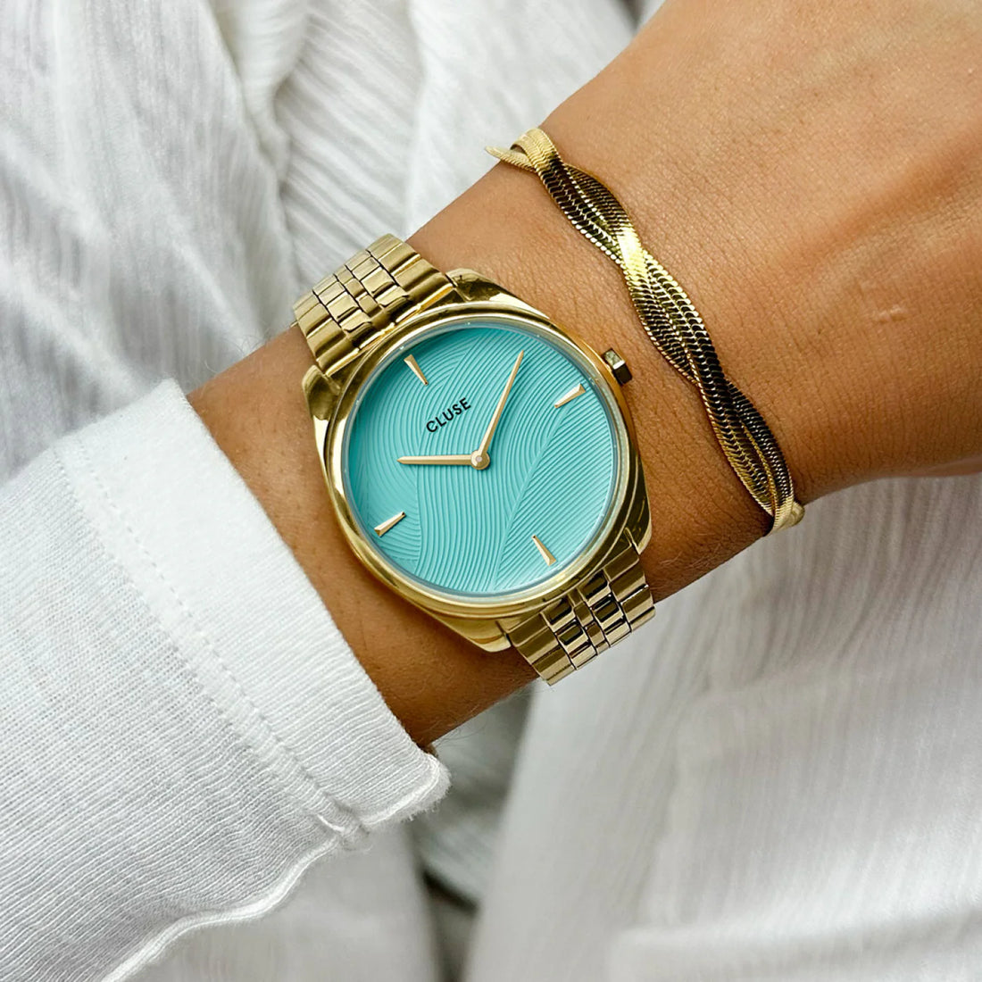 Cluse Feroce Petite Gold Azzurro