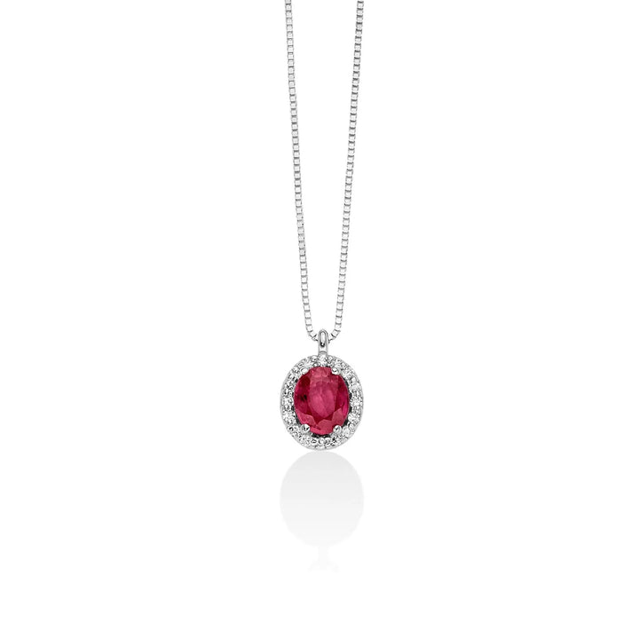 Collana miluna rubino ovale e diamanti