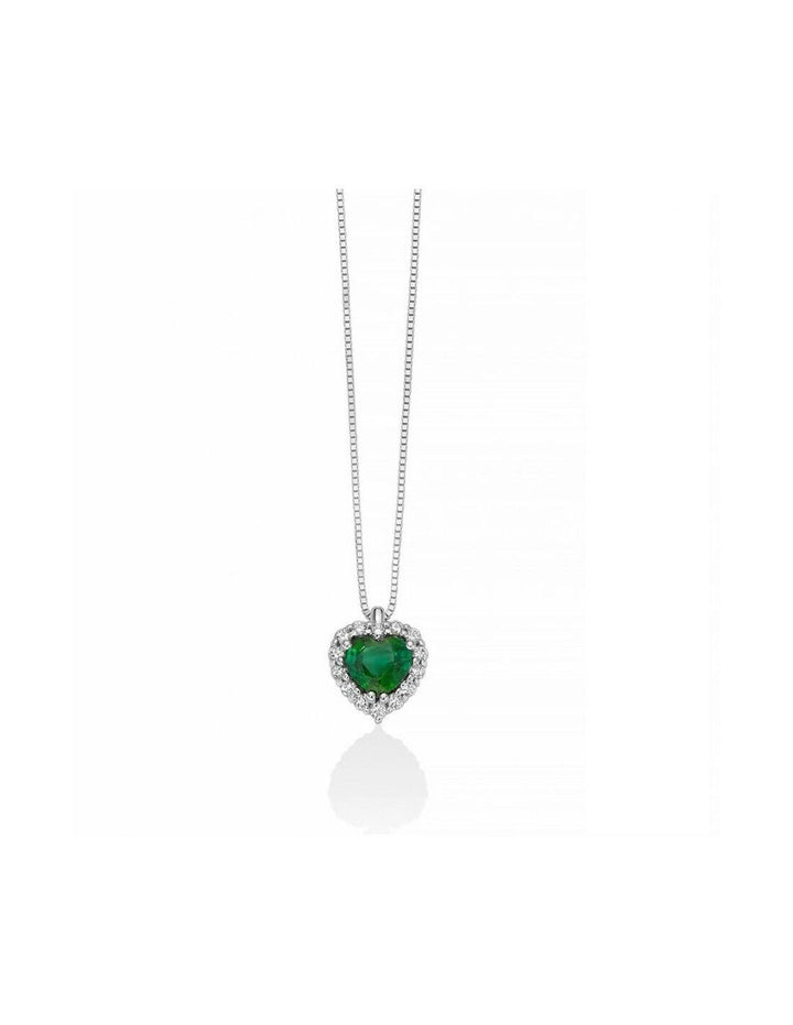 Collana Miluna smeraldo taglio cuore e diamanti