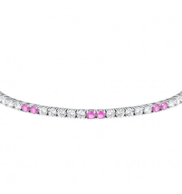 Bracciale Tennis Morellato Tesori bianco e rosa