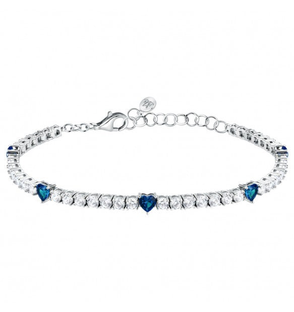Bracciale Tennis Morellato Tesori bianco e blu cuore