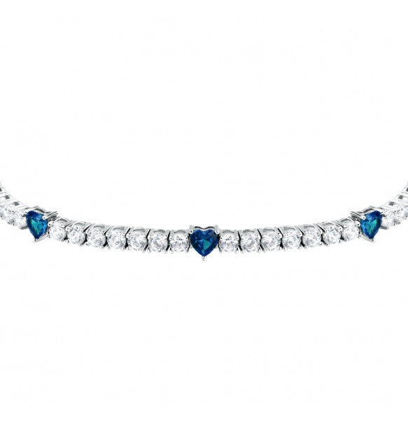 Bracciale Tennis Morellato Tesori bianco e blu cuore