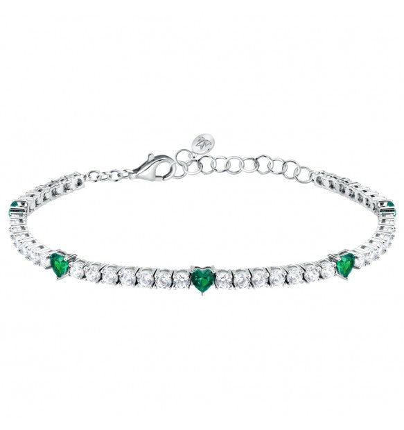 Bracciale Tennis Morellato Tesori bianco e verde cuore