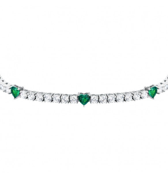 Bracciale Tennis Morellato Tesori bianco e verde cuore