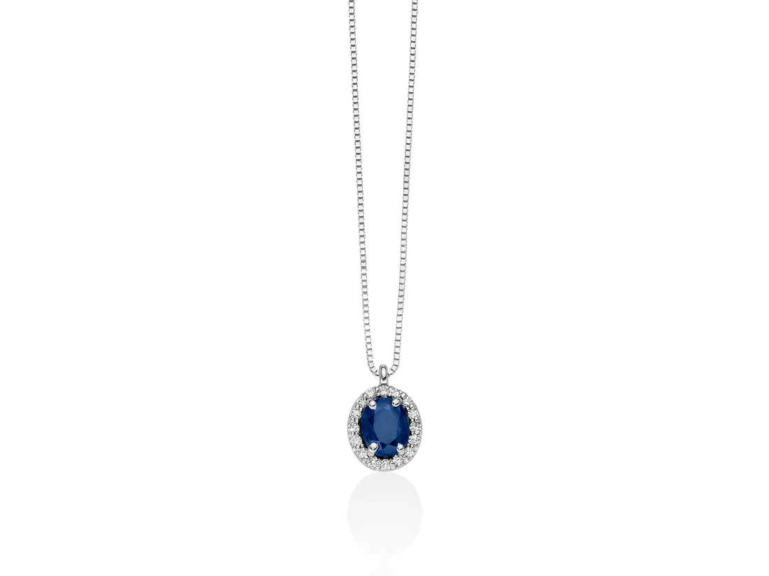 Collana miluna zaffiro ovale e diamanti