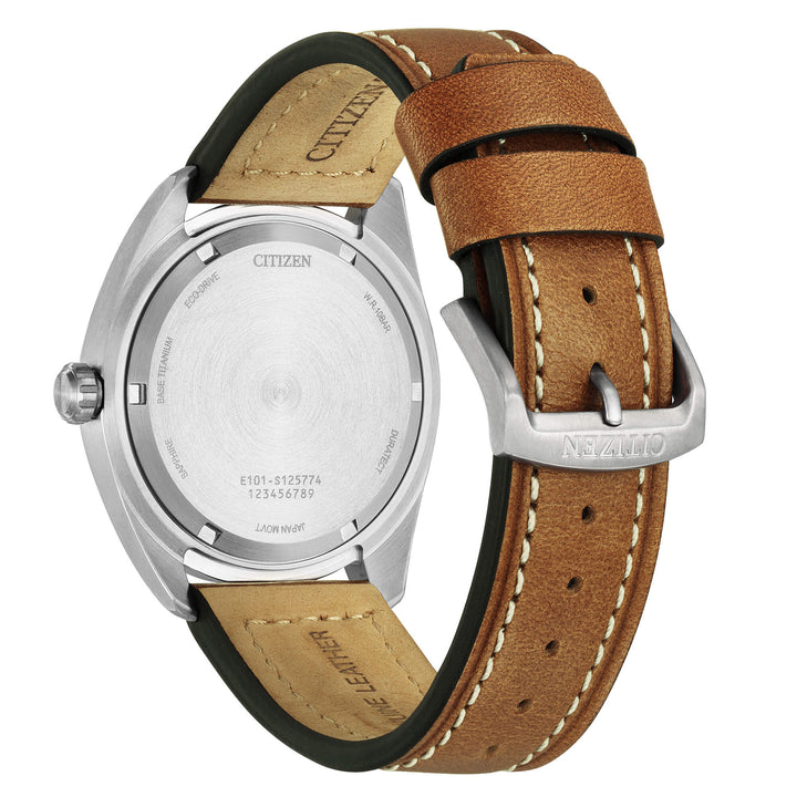 Citizen Super titanio eco-drive verde con cinturino in pelle