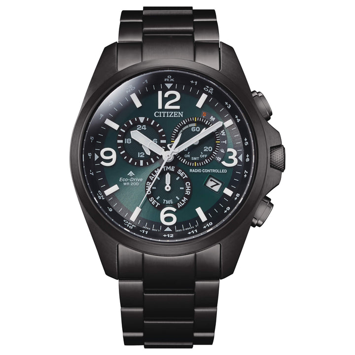 Citizen Radiocontrollato Field Acciaio Full black e verde