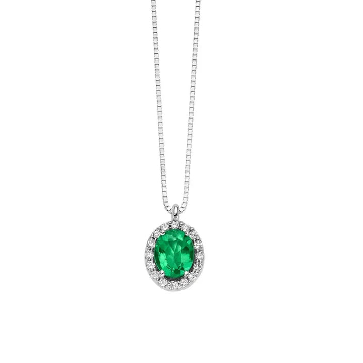 Collana miluna smeraldo ovale e diamanti