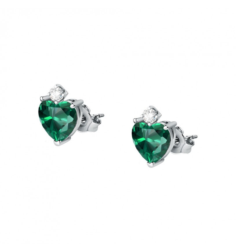 Orecchini Morellato Tesori Punti Luce cuore verde