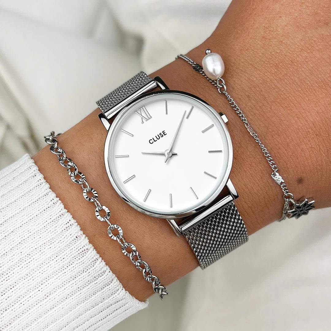 Cluse Minuit Silver Bianco